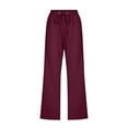 thumbnail image 5 of HAJWOH Capris Pants for Women Cotton Linen Casual Summer Straight Wide Leg Loose Drawstring Elastic Cropped Trouser, 5 of 5
