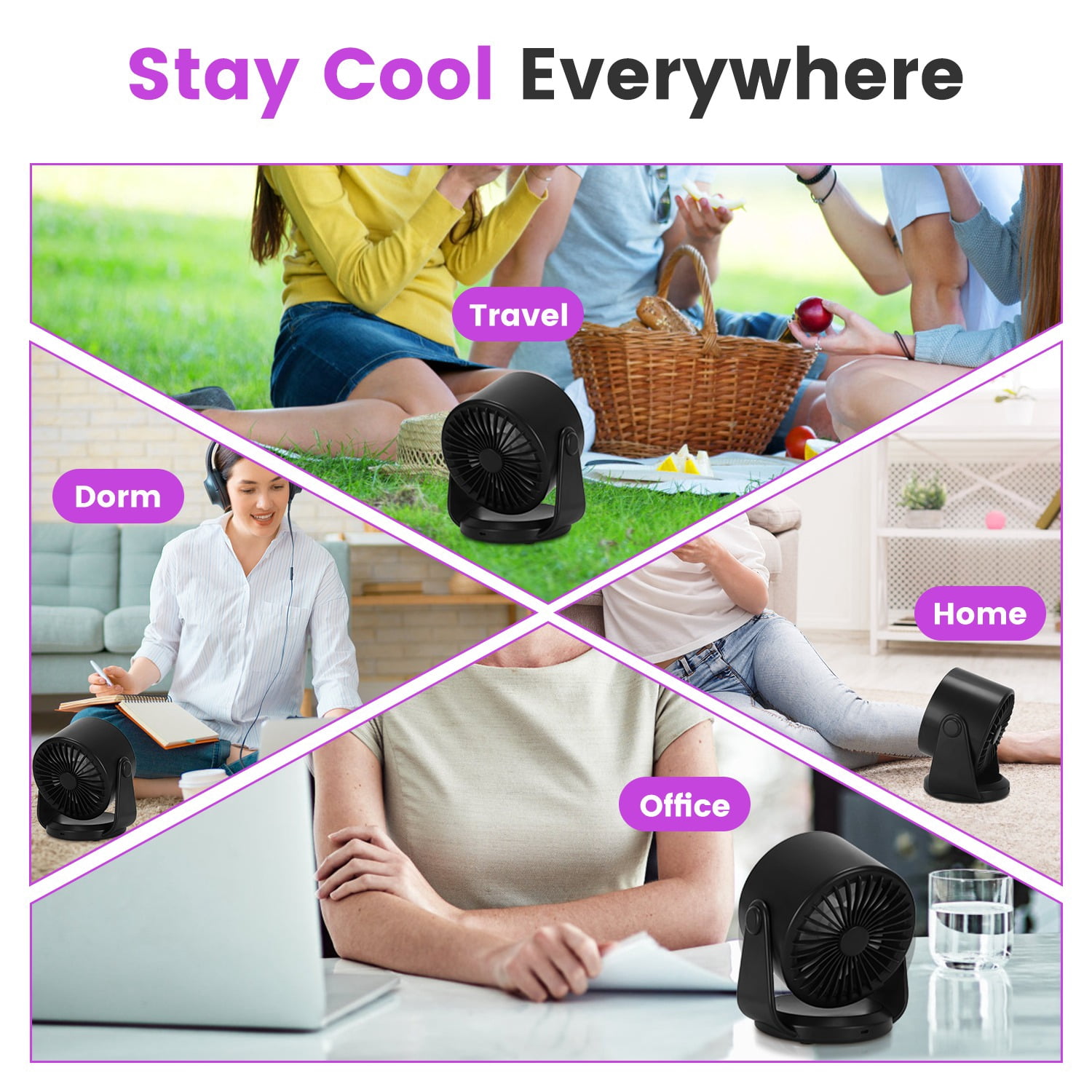 Portable USB Table Fan 100 Speed Settings Real-Time LCD Display Battery Indicator, 120 Degree Adjustable Tilt Desktop Wall Mount 4000mAh Wireless Cooling Fan
