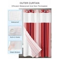 thumbnail image 2 of No Hook Cloth Fabric Shower Curtain with Snap in Liner, Red Vertical Striped Waterproof Shower Curtains Set with See Through Top Window, Farmhouse Minimalist Abstract Lines Bath Curtains 72"x96", 2 of 6