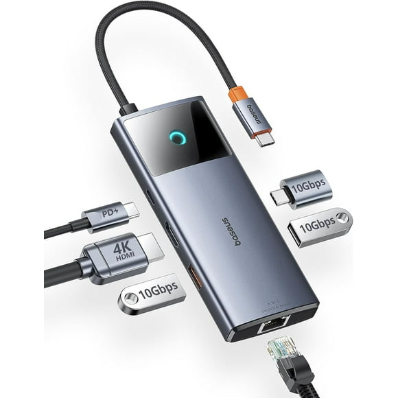 USB C Hub, 10Gbps USB C Docking Station with 3 USB A/C Data Ports, 4K@60Hz HDMI, Gigabit Ethernet, 100W PD, 6 in