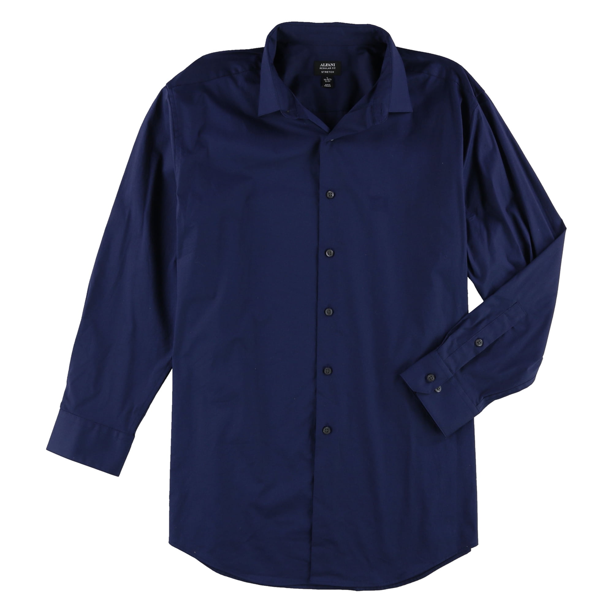 Alfani Mens Dress Shirt Deep Blue 17 1/2 Regular Fit Stretch Striped 321 for sale online 