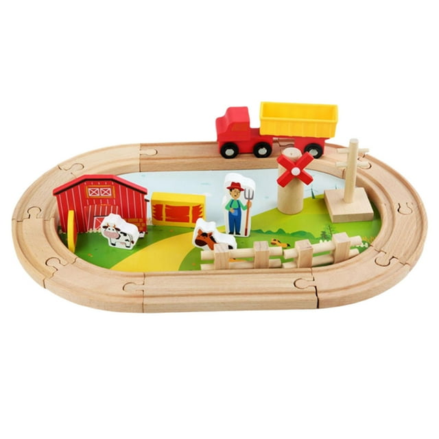 Juguetes De Vías De Tren,Vías de tren de madera juguetes para niños pequeños,niños pista coches de juguete niños juguete educativo temprano,Pistas de accesorios de vías de tren de madera