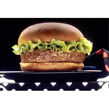 Canvas Print Lettuce Meal Bun Sandwich Beef Hamburger Stretched Canvas 10 x