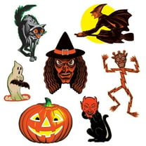 Retro Vintage Halloween Classic Cutouts - 7 per package - Party Decorations