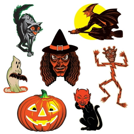 Retro Vintage Halloween Classic Cutouts - 7 per package - Party Decorations
