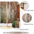thumbnail image 4 of Brown Farmhouse Wooden Barn Door Kitchen Curtains Country Wood Western Small Short Cafe Window Curtains Rustic Vintage Bathroom Window Drapes Treatment Tier Curtains 2 Panels (27.5x39 Inch), 4 of 6