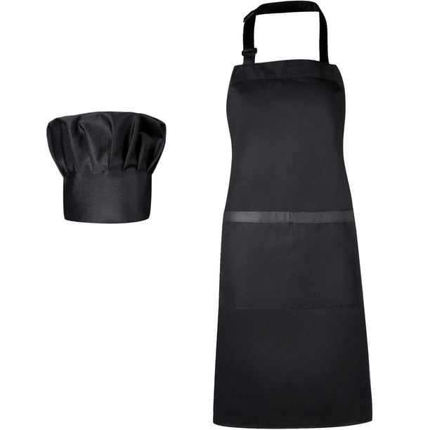 Disfraz de chef SATINIOR para mujer y hombre con delantal y gorro de chef, color negro