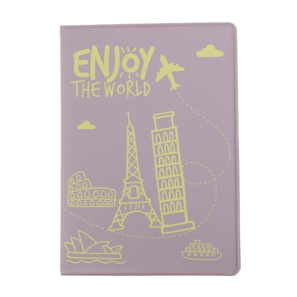 Soporte de Pasaporte Único 1 Pc Duradero Torre Eiffel Avión Portadocumentos para Viaje Macaron Púrpura
