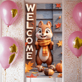 thumbnail image 4 of Cartoon Squirrel Welcome Sign Wood Background Fall Leaves Banner for Home Decor Party Seasonal Decoration Event, 4 of 9