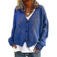 thumbnail image 1 of Pull Femme Tricoté Décontracté Col en V Cardigan Couleur Unie, 1 of 4