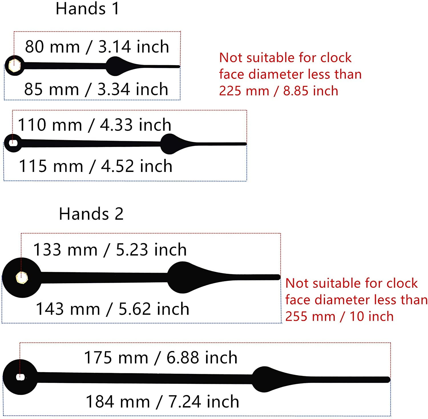 JJEAN-12888 Quartz DIY Wall Clock Movement Mechanism Battery Operated DIY Repair Parts Replacement with 4 Sets Hands Total Shaft Length 23/32 inch .\u2026