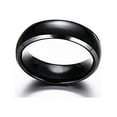 thumbnail image 3 of Wedding Rings Womens / Unisex 6mm Black Domed Titanium Band w/ Silver Edges, 3 of 4