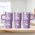 thumbnail image 2 of 20OZ Unicorn Travel Tumbler with Handle and Reusable Straw Double Wall Stainless Steel Insulated Coffee Mug Cup Ideal Gifts for Women Mom Friends on Birthday Christmas Thanksgiving, 2 of 6