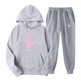 thumbnail image 2 of Feancey Two Piece Jogger Sets for Women Valentines Day Hoodie Suits Cute Heart Printed Sweatshirts and Jogging Pants Lounge Set Sweatsuits 2 Piece Gray 3XL, 2 of 6