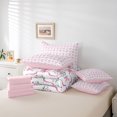 thumbnail image 5 of Manfei Pink Bowknot Flower Bedding Comforter Set 7pcs, Fashion Rose Floral Queen Bedding Sets, Teens Kids Girls Women Reversible Queen Sheet Sets, Ultra Soft Bedroom Decor, 5 of 7