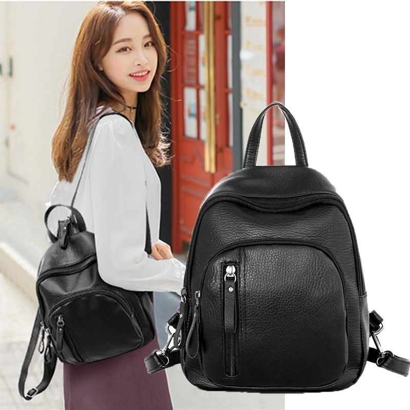 Women's Genuine Leather Black Backpack Satchel Rucksack Shoulder School Bag Walmart Canada