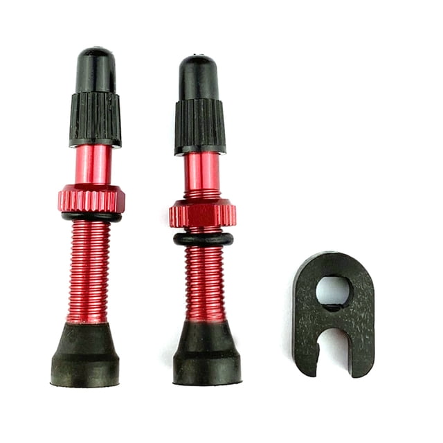 2 válvulas Presta de 48 mm + herramienta para neumáticos sin cámara de bicicleta de montaña (rojo)
