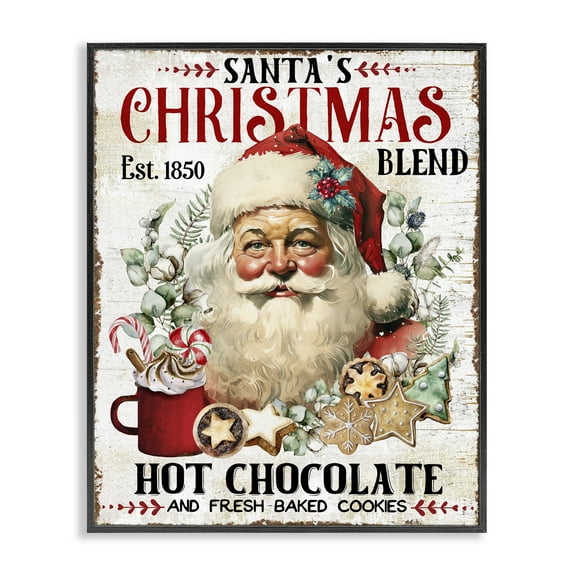 Stupell Industries Santa's Christmas Blend Holiday Painting Black Framed Art Prints Wall Art, 11 x 14