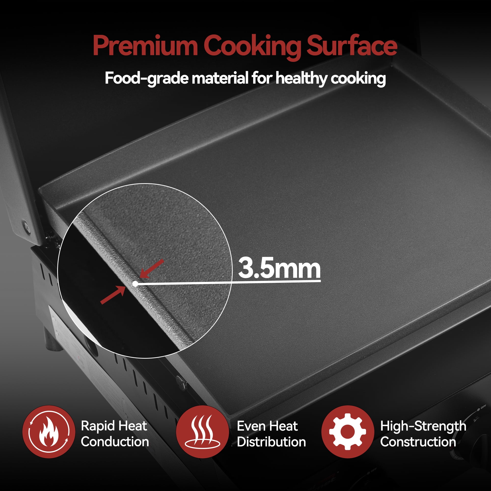 Royal Gourmet PD1503H Portable 3-Burner Propane Griddle with Hood for Backyard, Patio and Outdoor Cooking, Black