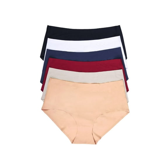 LAVRA Women's 6 Pack Plus Size Seamless No Show Briefs High Waist Full Coverage Panties