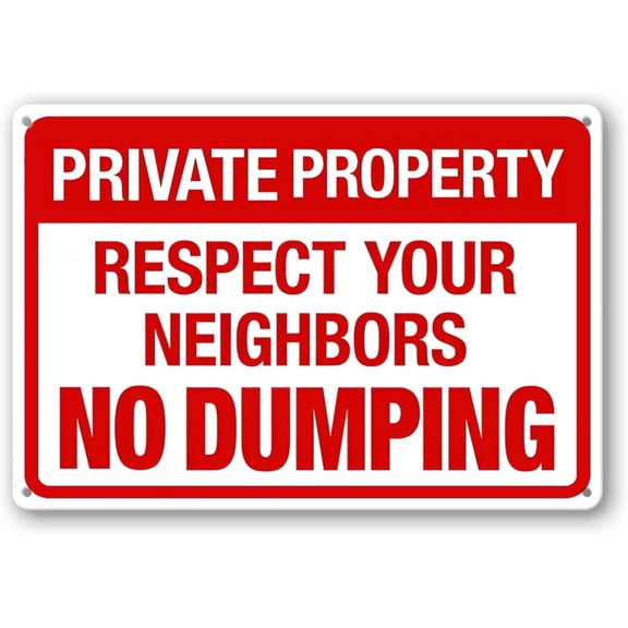 Private Property Respect Your Neighbors No Dumping Sign 8x12inch Rust Free Metal Aluminum Signs for Indoor Outdoor Street Pre-Drilled Holes Weather Resistant