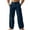 Navy, variant on EYNMVR Men's Cotton Linen Pants Casual Button Up High Waisted Wide Leg Trousers