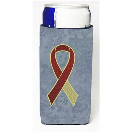 

Burgundy and Ivory Ribbon for Head and Neck Cancer Awareness Michelob Ultra bottle sleeves for slim cans 12 Oz.