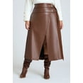thumbnail image 2 of ELOQUII Women's Plus Size Double Belt Wrap Faux Leather Skirt, 2 of 3