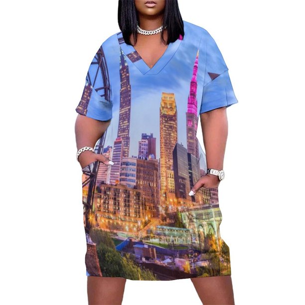 CLE skyline-vestido holgado de neón con bolsillos para mujer vestidos para ocasis oficiales vestidos de fiesta para mujer