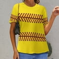 thumbnail image 6 of Baseball Stitch Yellow Women's Short Sleeve Tops Casual Blouses T Shirt, 6 of 6