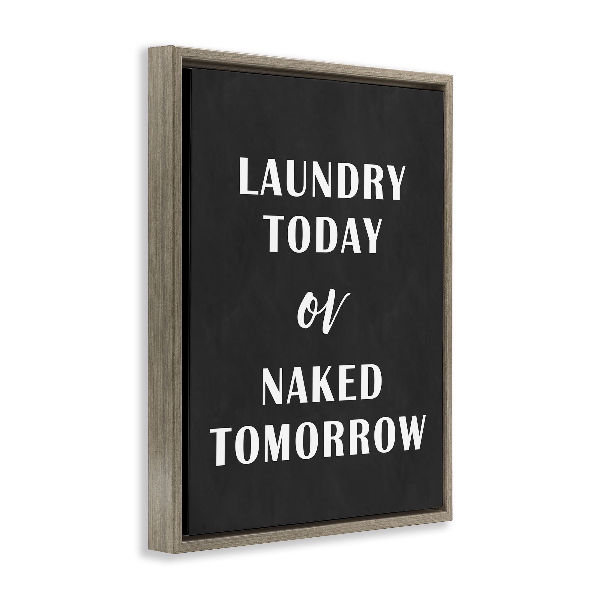 Stupell Industries Laundry Today Chalkboard Typography Painting Brown Floater Framed Art Print Wall Art, 25 x 31