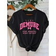thumbnail image 1 of Alphabet Pattern Crew Neck Short Sleeve T-Shirt - Polyester Knit Fabric, Regular Length, 95% Polyester 5% Elastane, Women's Casual, All-Season Top, Black & White Options, 1 of 6