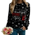 thumbnail image 5 of Futezty Merry Christmas Sweartshirt for Women Xmas Buffalo Plaid Tree Tops Color Block Snowflake Print Long Sleeve Shirt, 5 of 6