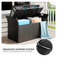 thumbnail image 4 of 90 Gallon Outdoor Wicker Storage w/Cushion, Large PE Rattan Deck Storage Box w/Handles & Hydraulics for Patio Furniture, Cushions, Garden Tools, Pool & Sports Equipment, Black &Grey, 4 of 8