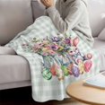 thumbnail image 3 of Spring Easter Blanket Soft Cozy Warm Throw Blanket for Couch, Plush Fuzzy Flannel Fleece Blankets for Sofa, Colorful Cute Rabbits Eggs Flowers Green Plaid Bed Blankets Gifts for Men, 50"x60", 3 of 9