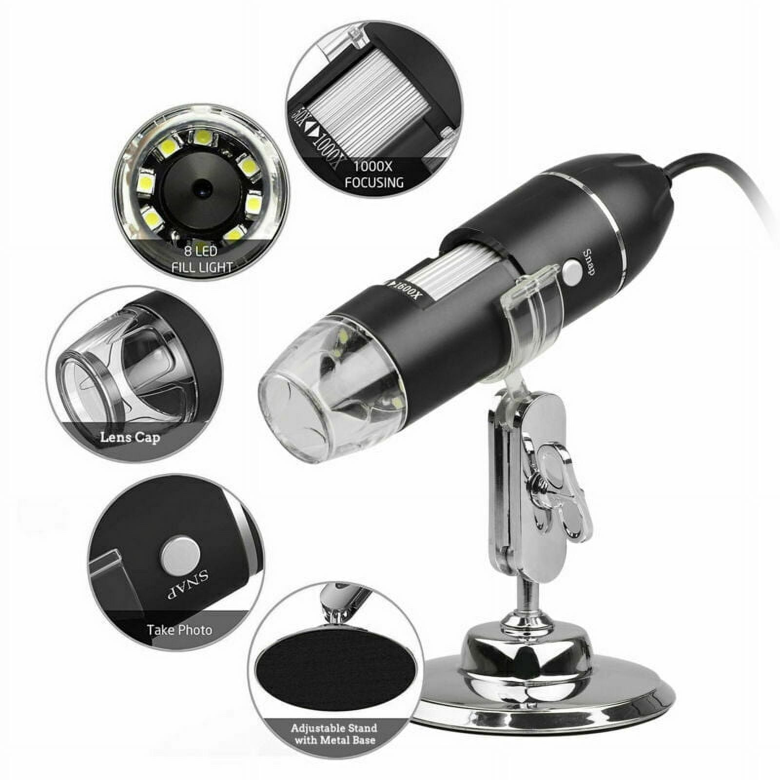 Microscope Numérique USB Digital 8 LED TEMPSA - Grossissement 1600X - Zoom  - Inspection vidéo en temps réel - Cdiscount Appareil Photo