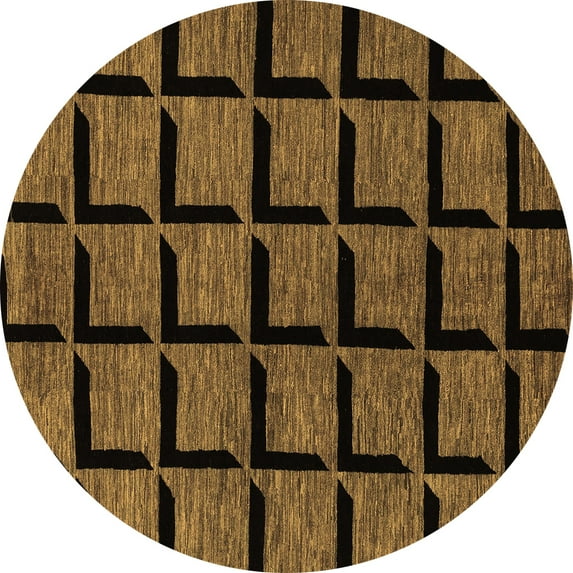 Ahgly Company Indoor Round Abstract Brown Modern Area Rugs, 5' Round