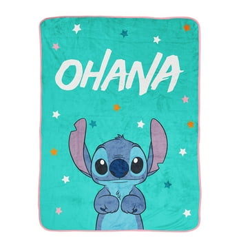 Lilo and Stitch Ohana Star Kids Throw, 46 x 60, Microfiber, Blue, Disney