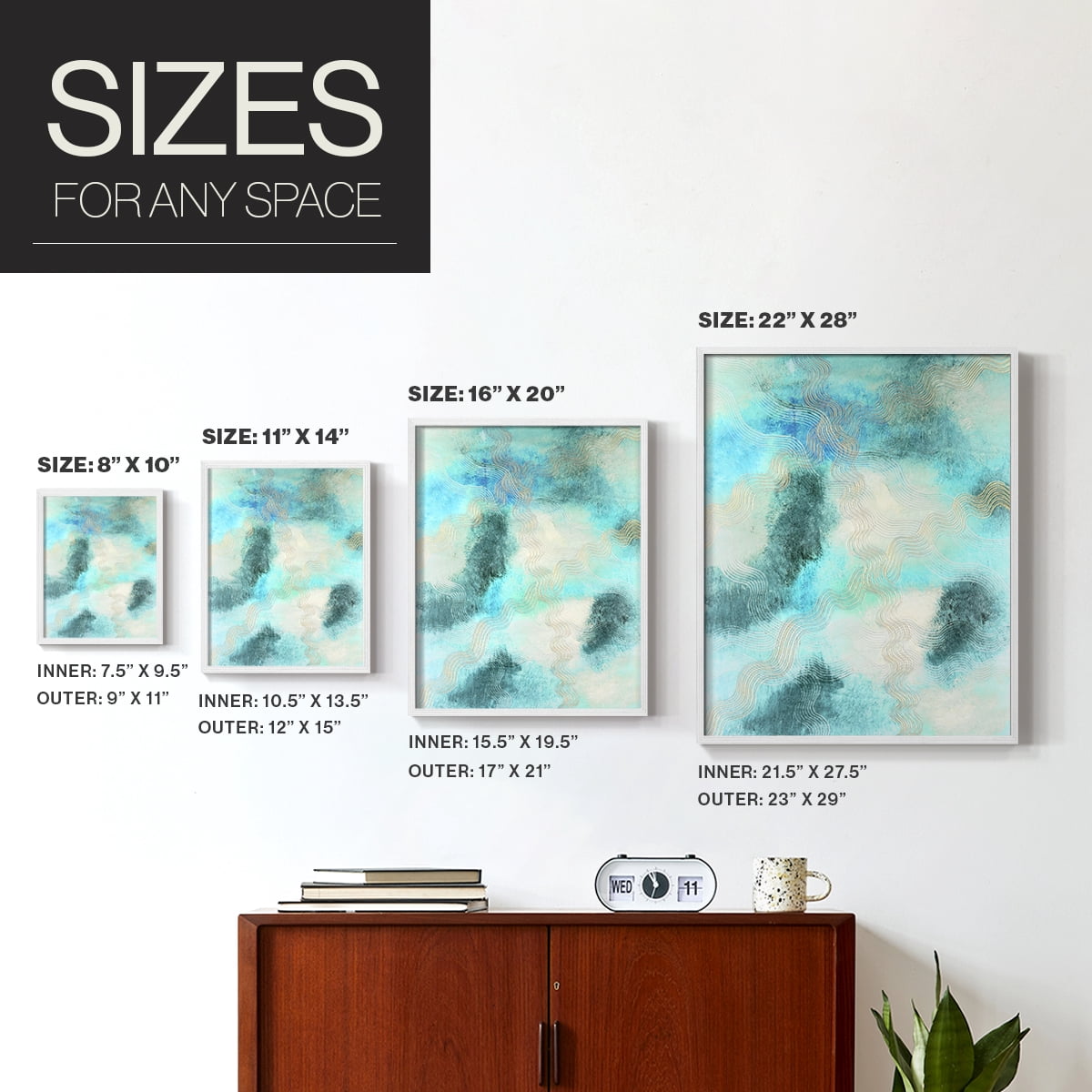 Blue Shift II Framed Print in White Solid Wood Framed Print No Nail Hanging