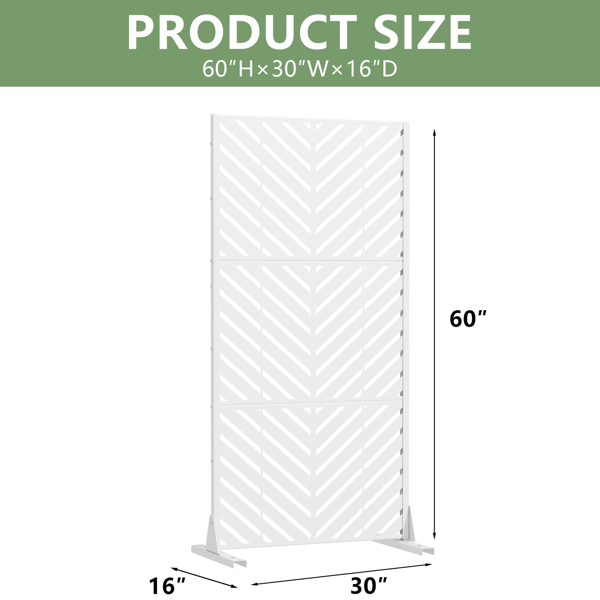 MAYEERTY Outdoor Metal Privacy Screen 5ft White, 3-Panel Parallel Decorative Screen, Rust-Resistant for Patio