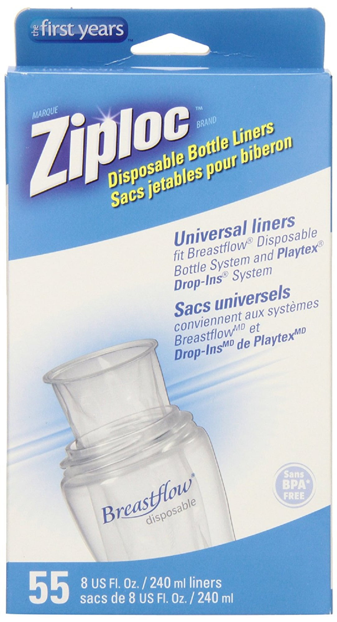Ziploc The First Year Disposable Bottle Liners 8 oz 55 Liners