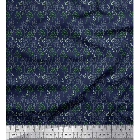 Soimoi Poly Georgette Fabric Artistic Leaves Print Fabric by Yard 42 Inch Wide
