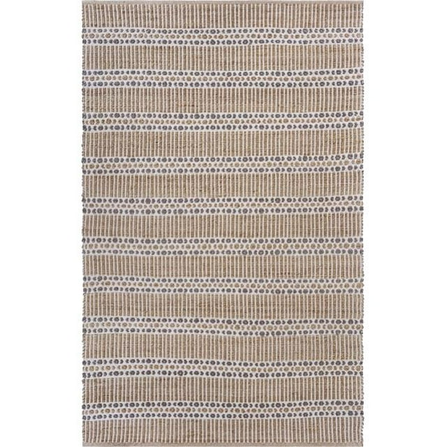 LR Resources NATUR03376IGY5079 Delightfully Detailed Natural & Gray Jute Area Rug