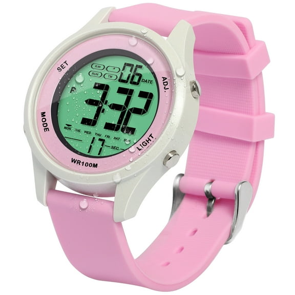 Girls' Sports Watch 10 ATM Waterproof for Swimming and Diving with Alarm, Stopwatch, Timer, Countdown, Dual Time Zone, Calendar, Backlight, 12 or 24 Hours Format, Silicone Band