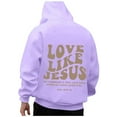 thumbnail image 4 of Love Jesus Hoodies for Men Christian Bible Verse Pullover Sweatshirt Casual Loose Purple XXL, 4 of 4