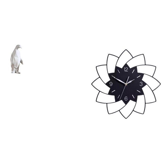 Estatua De Resina De Pingüino Con Forma De Flor, Reloj De Pared Acrílico, Adorno Decorativo Artesanal Coleccionable Para Dormitorio, Oficina, Cafetería, Decoración De Mesa Para