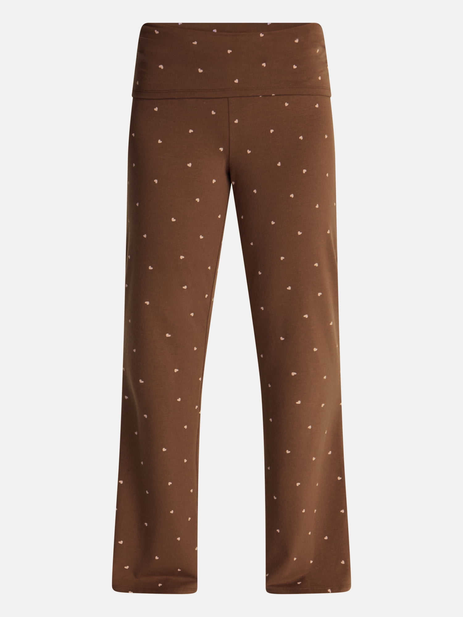 No Boundaries Cotton Blend Jersey Sleep Foldover Pants, 31'' Inseam, Women’s XXS-3X