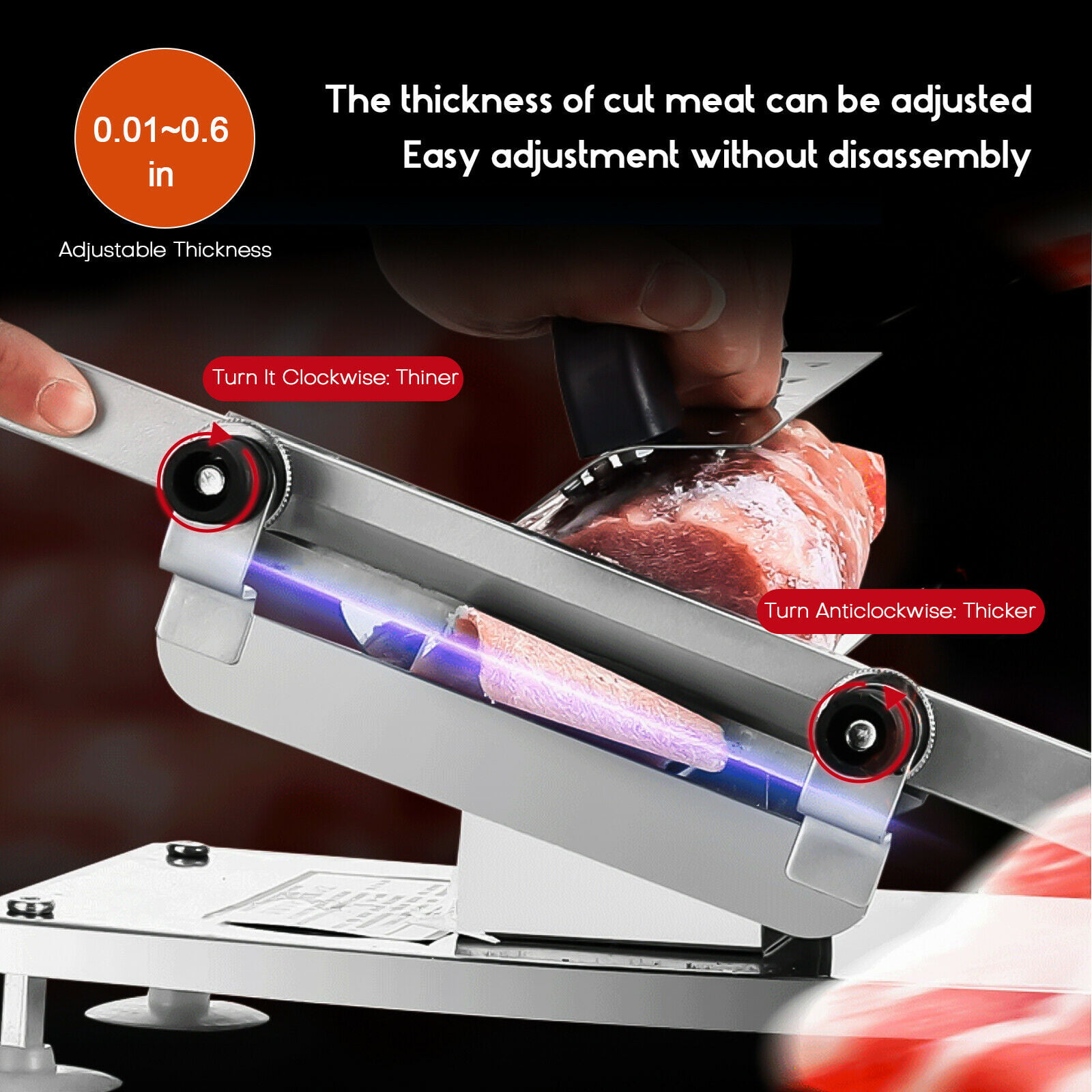 Meat slicers for Home use, Manual Frozen Stainless Steel meat slicer  machine, 17cm Alloy blade / Multi-function Cutting Machine, Suitable for