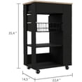 thumbnail image 3 of TUHOME Blosson Kitchen Storage Cart with Drawer, Shelves, Cabinet Wheels, Black Wenge/Light Oak, 3 of 10