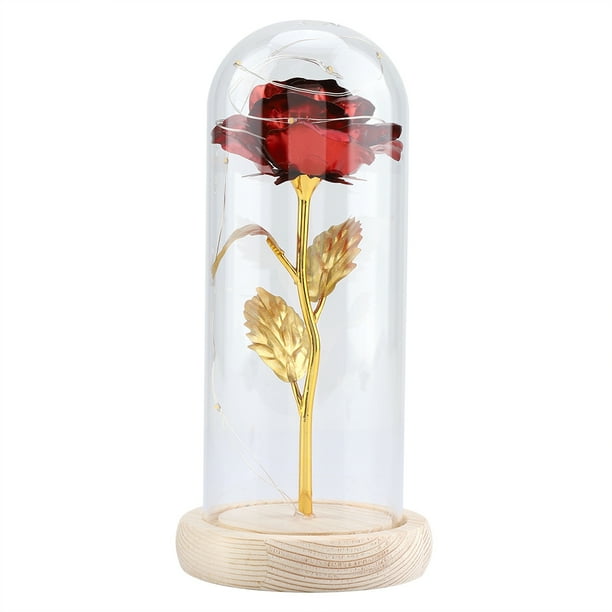 Regalo de flor de rosa, flor de rosa preservada Flor de rosa LED con luz LED elegante y moderna Jadeshay A